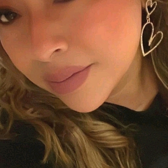 Gold Hoop chunky earrings dangle rhinestone Hearts Romantic statement 💖2/$30 - Picture 12 of 16